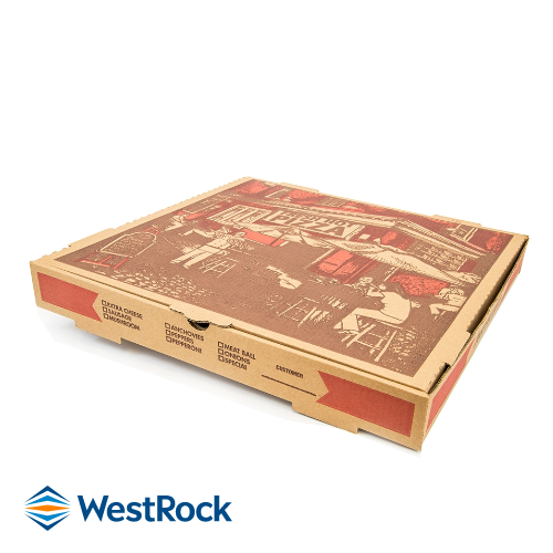 West Rock 195334 - Pizza Box - Kraft - Cafe Print Design - 16 in (50)