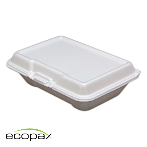 Ecopax 205 - Clamshell Container - Foam - 1 Compartment - White - 9.25x6.375x2.875 (200)