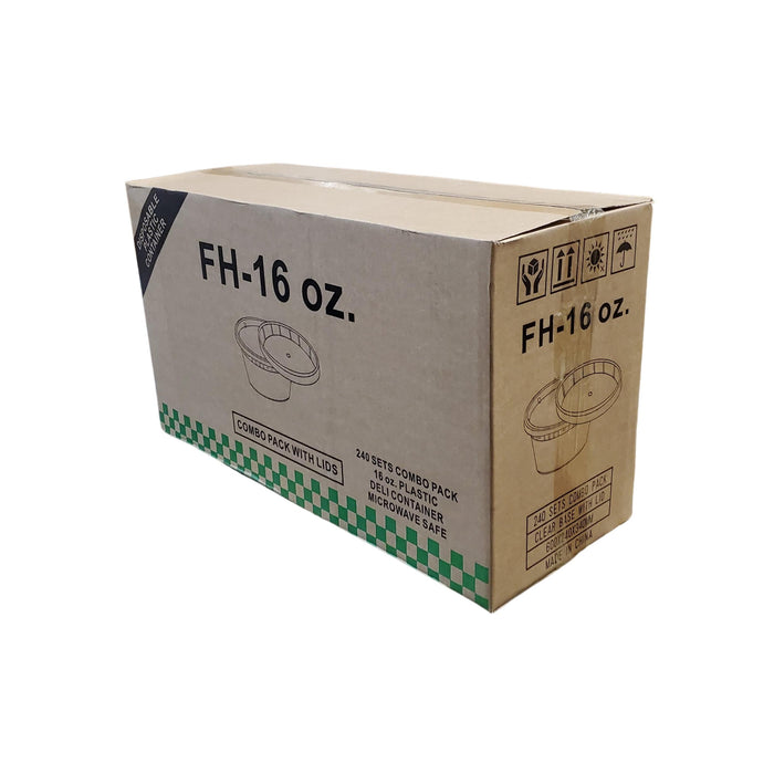 FH16SC - Deli / Soup Container - Plastic - With Lid - 16 oz (240)
