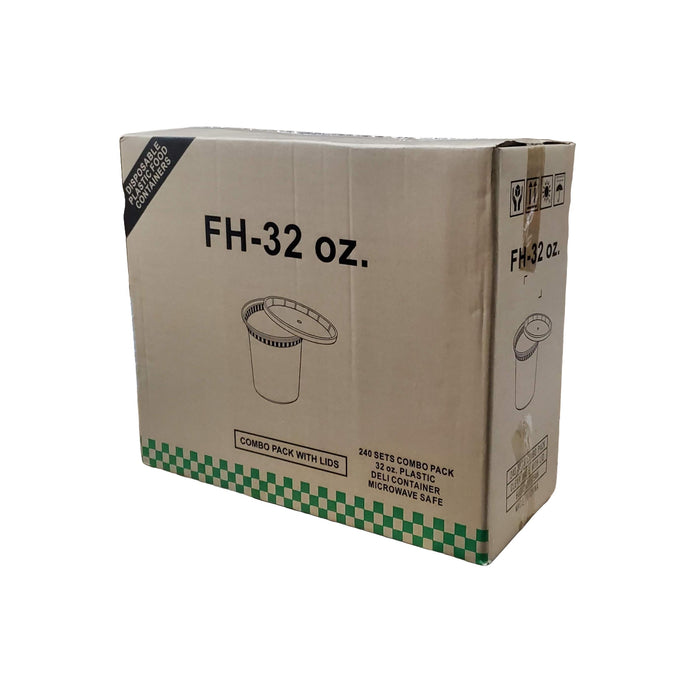 FH32SC - Deli / Soup Container - Plastic - With Lid - 32 oz (240)