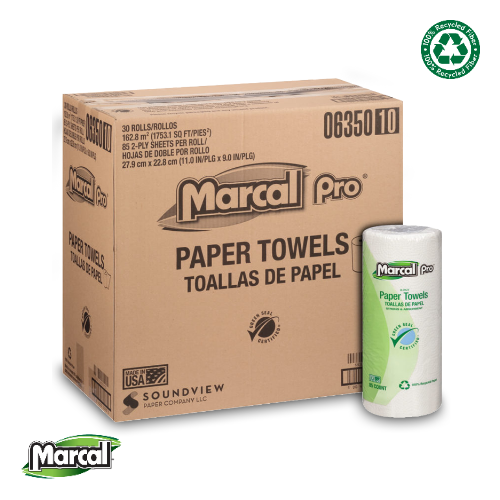 Marcal 6350 - Roll Towel - Paper Towel Household - 2 Ply - White - 85 Count Sheet Roll (30)