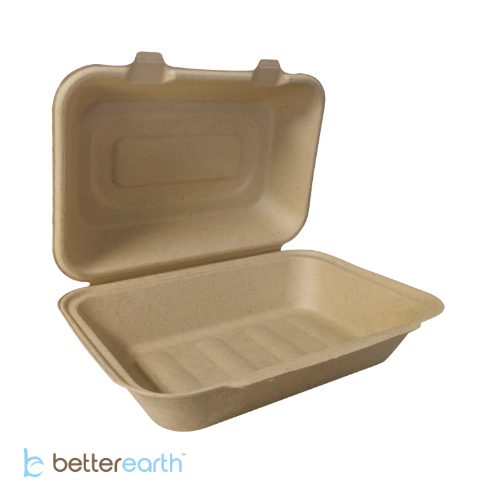 Better Earth BE-FC96FF - Clamshell Container - Farmers Fiber - Hoagie / Submarine - 9x6x3 (200)