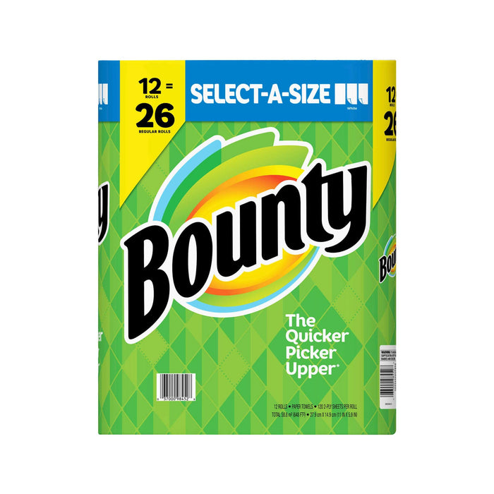 Bounty P88198 - Roll Towel - A Size Household Paper Towel Rolls (12)