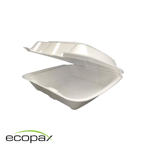 Ecopax RE993S - Clamshell Container - Foam - 1 Compartment - Large - White - 9.5x9.5x3.7 (200)